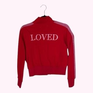 Spiritual Gangster “LOVED” Red & Pink Zip Up Track Jacket